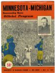 University of Michigan vs. University of Minnesota Football Program -- Homecoming Game at Ann Arbor -- 22 October 1949 -- 9 x 12 -- 42 pp. -- Very Good