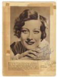 Joan Crawford Magazine Photo -- Signed For Maurice / Gratefully / Joan Crawford -- 8 x 10 -- Toning & Wear, Very Good
