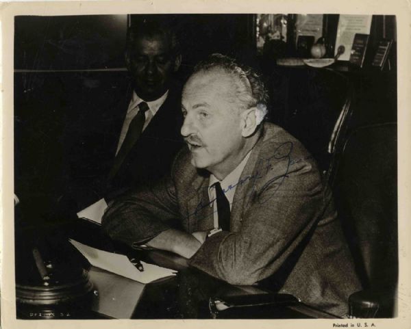 20th Century Fox Producer Darryl F. Zanuck Signed 10'' x 8'' Photo -- Slight Wrinkling & Writing to Verso -- Good 