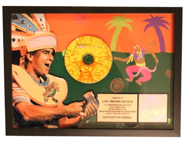 Jimmy Buffett ''Don't Stop the Carnival'' RIAA Award -- 21'' x 16.5''