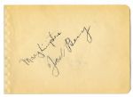 Rare Jack Benny & Mary Livingstone Signatures -- Actor Alan Curtis Signature on Verso -- 6.25 x 4.5 -- Fine