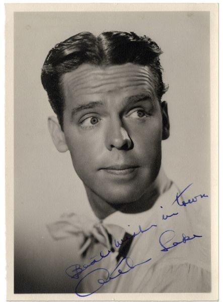 Arthur Lake Signed 5'' x 7'' Matte Photo as Dagwood Bumstead -- In Blue Ink: ''Best wishes in town / Arthur Lake'' -- Near Fine
