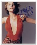 Brittany Murphy Signed 8 x 10 Glossy Photo -- in Blue Metallic Marker With Hearts and Smiley Face -- Near Fine -- Wehrmann COA
