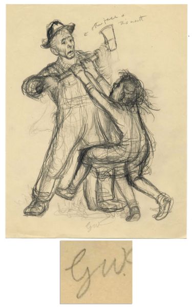 Garth Williams' Initialed Illustration for Children's Classic, ''Charlotte's Web'' -- Revealing Look at Process of Artist's Character Development