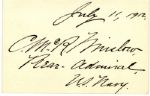 Admiral Winslow Signature -- July 11, 1912. C.McR. Winslow, Rear-Admiral, U.S. Navy. -- 5 x 3.25 Card -- Near Fine