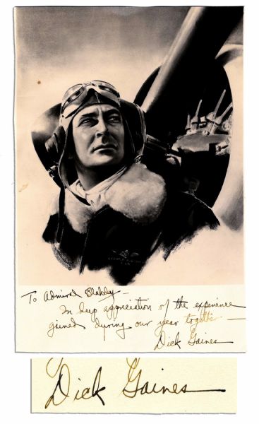 WWII Lt. Cmdr. Richard Gaines Portrait Inscribed ''To Admiral Blakely - In deep appreciation of...Dick Gaines'' -- 7.25'' x 11'' 