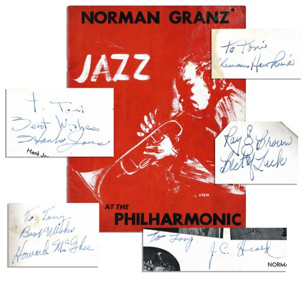 1953 Jazz Program Signed by Hawkins, McGhee, Heard, Brown & Jones