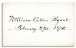 Signature by William Cullen Bryant - February 27th 1857 -- Poet & New York Evening Post Editor -- 3.5 x 2 Card -- Fine