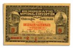 1940 U.S. Democratic National Convention Floor Ticket -- No Stub -- 4.5 x 3 -- Near Fine