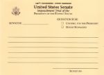 Bill Clinton Senate Impeachment Trial Question Card -- January 1999 -- 7 x 5 -- Near Fine