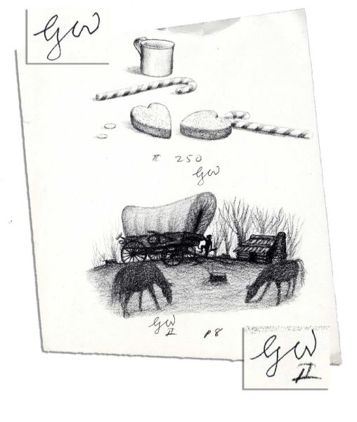 Garth Williams Signed 1953 ''Little House on the Prairie'' Sketches
