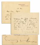 J.M. Barrie Autograph Letter Signed -- ...There will be nothing doing on Friday evening in Peter Pan except odds & ends...