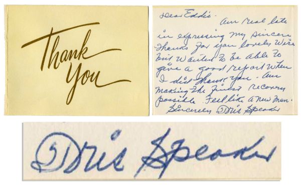 Tris Speaker Autograph Letter Signed -- ''...Feel like a new man...''