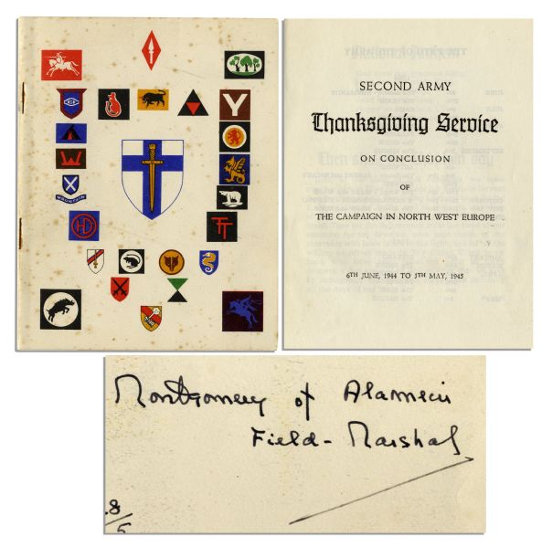 Bernard Montgomery Signed Program for 1945 Thanksgiving Service