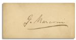 Radio Inventor Guglielmo Marconi Signature on 3 x 1.5 Card -- G. Marconi -- Dated on Verso 9/22/99 -- Very Good