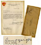 General Roy Geiger April 1945 Typed Letter Signed -- Declines Clippings Concerning Iwo Jima --  6.25 x 9.25 -- Very Good 