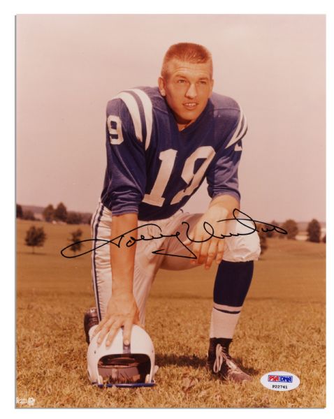 Johnny Unitas 8'' x 10'' Signed Glossy Photo -- ''Johnny Unitas'' -- Fine -- PSA/DNA COA