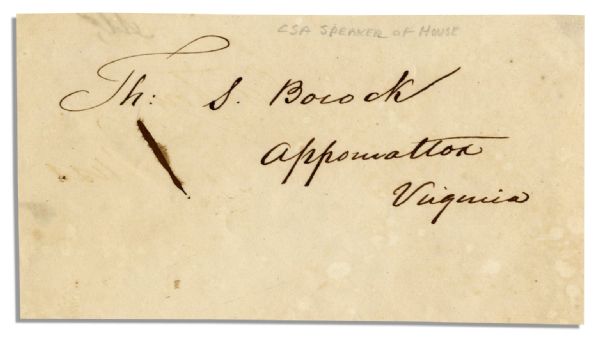 Thomas S. Bocock Signature -- Speaker of the Confederate States House of Representatives