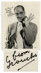 Groucho Marx Signed 8 x 10 Glossy Photo -- To Brent - Best always from / Groucho -- Rippling, Very Good