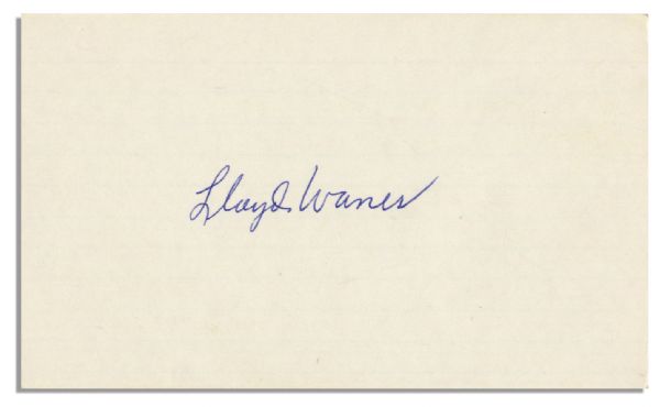 Baseball Hall of Famer ''Little Poison'' Signs ''Lloyd Waner'' Crisply in Blue Ink -- Light Cardstock Measures 5'' x 3'' -- Fine