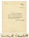 Winston Churchill Typed Letter Signed -- ...I hope that the charities you support will greatly benefit... -- 1958
