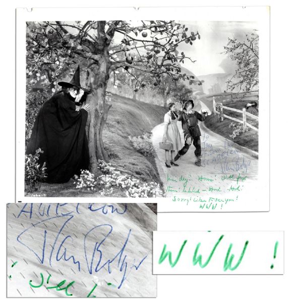10'' x 8'' Signed Photo of Ray Bolger and Margaret Hamilton in ''The Wizard of Oz'' -- ''...I'll fix them!...WWW!''
