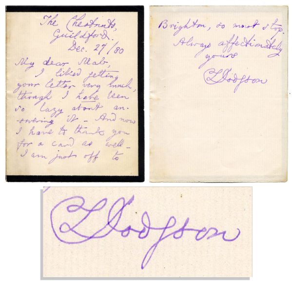 Lewis Carroll Signed Handwritten Letter --''...I liked getting your letter very much, though I have been so lazy about answering it...'' -- 1880