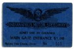 Very Early Indianapolis Motor Speedway Ticket Stub -- From The Pre-500 Races