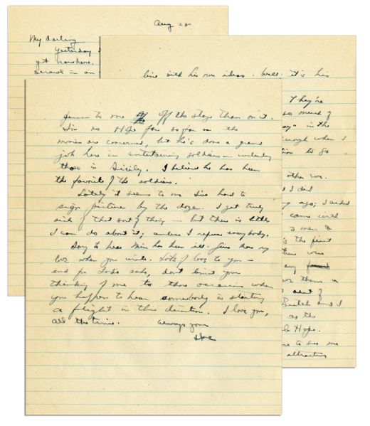 Eisenhower WWII Autograph Letter Signed -- ''...Bob Hope...came here to see me...Seems a more attractive person to me off the screen than on it. I'm no Hope fan so far as the movies are concerned...''