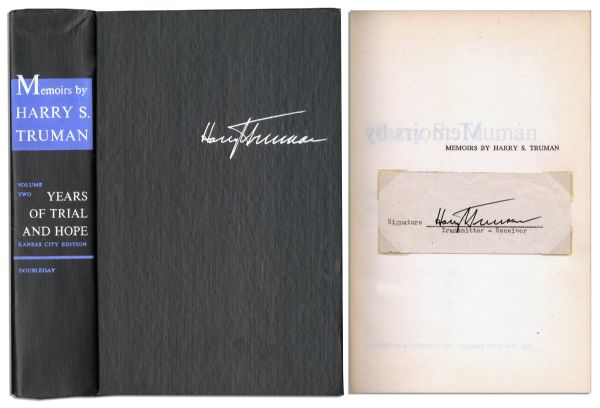 Harry S. Truman Signed Slip Within His Memoirs