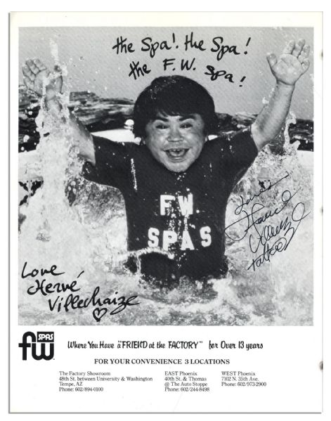 Herve Villechaize Semi-Matte 8.5'' x 11'' Photo Signed In Felt Tip -- ''Love / Herve / Villechaize'' -- Starred in Fantasy Island as ''Tattoo'' -- With Other Notations in His Hand -- Very Good