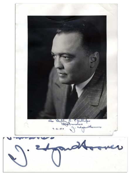 J. Edgar Hoover 1950 Signed Photo With His Autograph Inscription