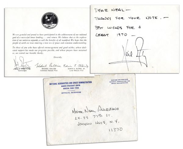 Fantastic Neil Armstrong Autograph Letter Signed -- ''...Thanks for your note. -- Best wishes for a great 1970 -- Neil Armstrong''