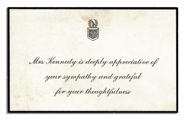 Jackie Kennedy Mourning Card After the Assassination of JFK