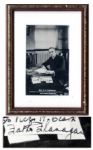 Boys Town Founder Father E.J. Flanagan Signed 3 x 5 Photo -- To Vick H. Clark / Father Flanagan -- In Vintage 5.75 x 7.75 Wood Frame -- Tiny Chip to Finish, Else Near Fine