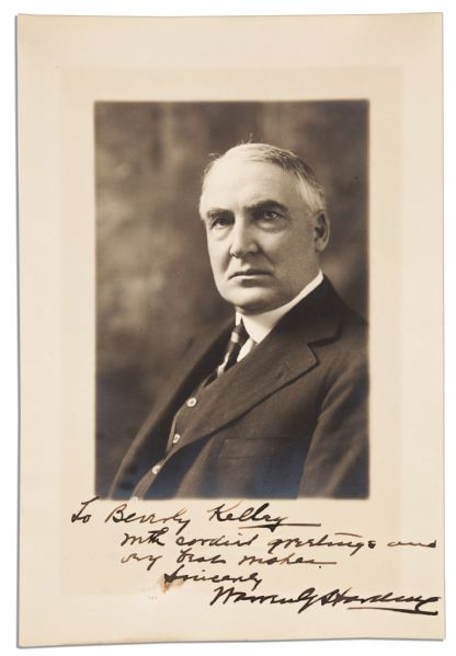 Pristine Warren Harding Signed & Inscribed Photo