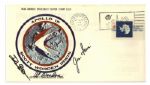 Apollo 15 Crew Signed Insurance Cover -- Dave Scott, Al Worden & Jim Irwin -- Cancelled 26 July 1971 -- 6.5 x 3.75 -- Foxing, Toning, Else Near Fine -- With COA From Worden