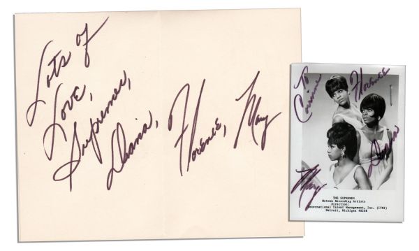 The Supremes Signed Photo & Card -- Diana Ross, Florence Ballard & Mary Wilson