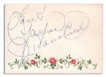 Jayne Mansfield Signed Card