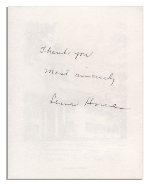 Lena Horne Signed Card