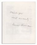 Lena Horne Signed Card