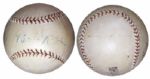 Babe Ruth & Lou Gehrig Official League Signed Baseball -- Signed by Ruth on the Sweet Spot -- With PSA/DNA COA