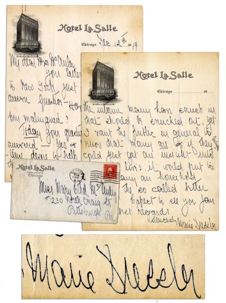 Best Actress Marie Dressler Autograph Letter Signed at End of WWI -- ''...Have the chorus girls been maligned?...my intense desire to help my country...kept me out of the theatrical profession...''