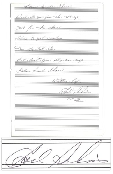 Carl Perkins Handwritten Signed Lyrics to His Wildly Popular ''Blue Suede Shoes''
