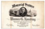 Memorial Service Announcement For Warren G. Harding
