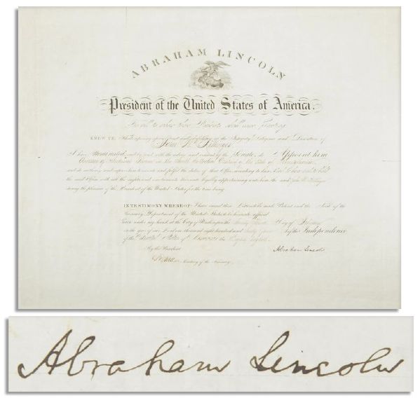 Abraham Lincoln 1864 Document Signed as President -- With a Beautiful, Full Signature