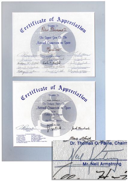 Neil Armstrong Signed Space Certificate