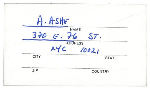 Arthur Ashe's Luggage Tag