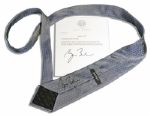 George W. Bush Personally Owned & Signed Tie & LOA -- ...The blue...tie...has been donated from my personal wardrobe to the Youth for Christ fundraiser...