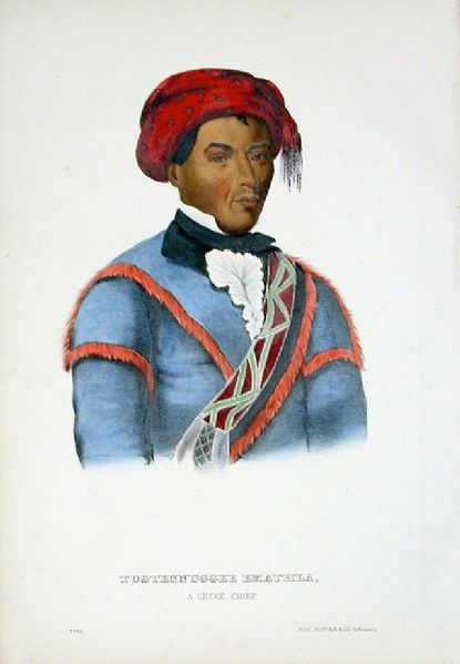 1872 McKenney & Hall Color Print -- ''Creek Chief'' -- 7'' x 10.5'' -- Excellent